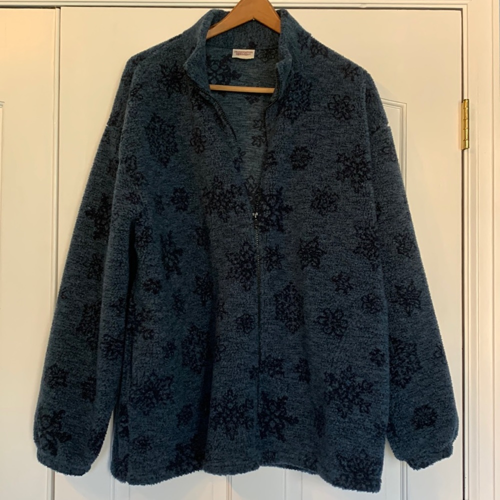 Huntington Ridge Blue Snowflake Polartec Fleece Jacket Size XL